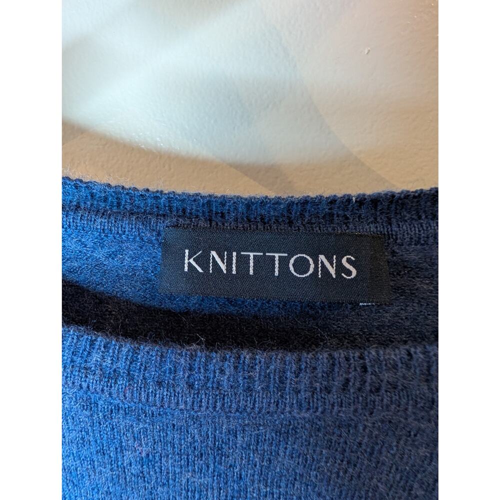 Knittons 100% Merino Wool Blue Crewneck Sweater Soft Luxury Polish Small - Picture 2 of 5